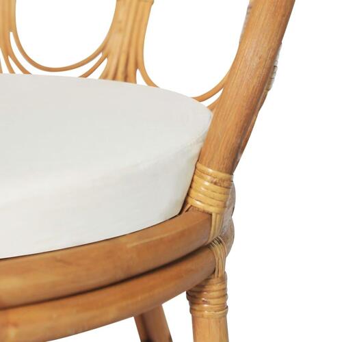 Spisebordsstol med hynde naturlig rattan og linned lysebrun
