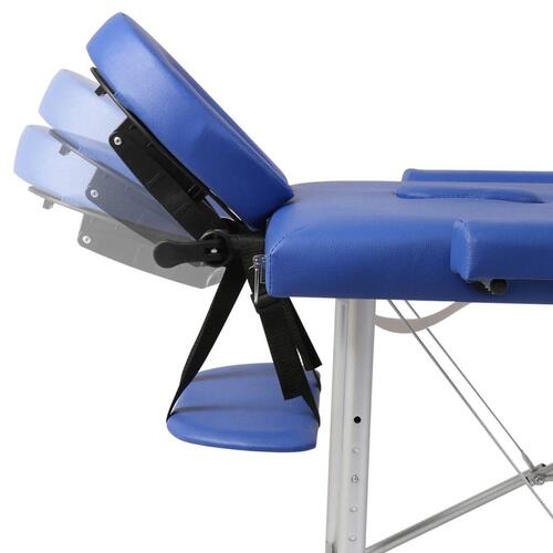 Sammenfoldeligt massagebord med aluminiumsstel 2 zoner blå
