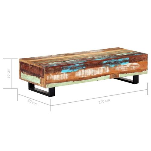 Sofabord 120x50x30 cm massivt genbrugstræ og stål