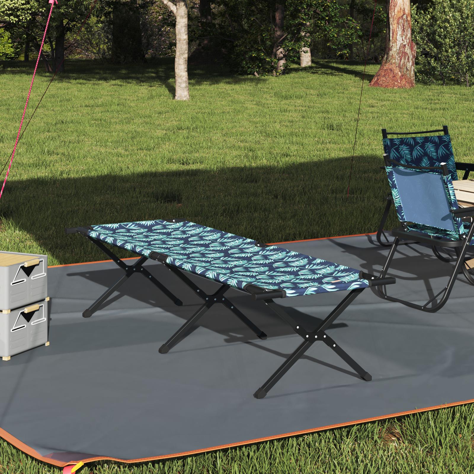 Foldende Camping Seng Bladmønster Oxford stof