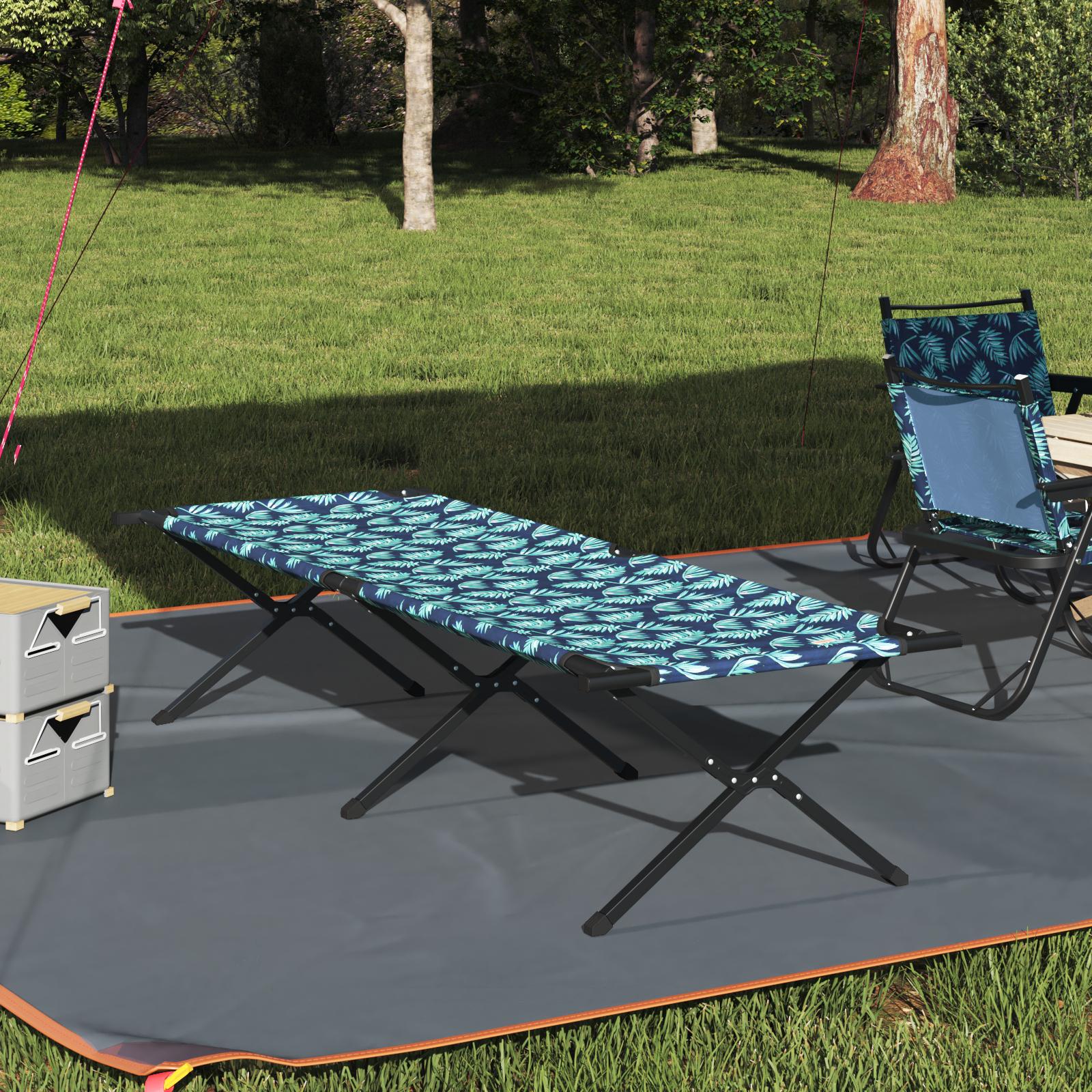 Foldende Camping Seng Bladmønster Oxford stof