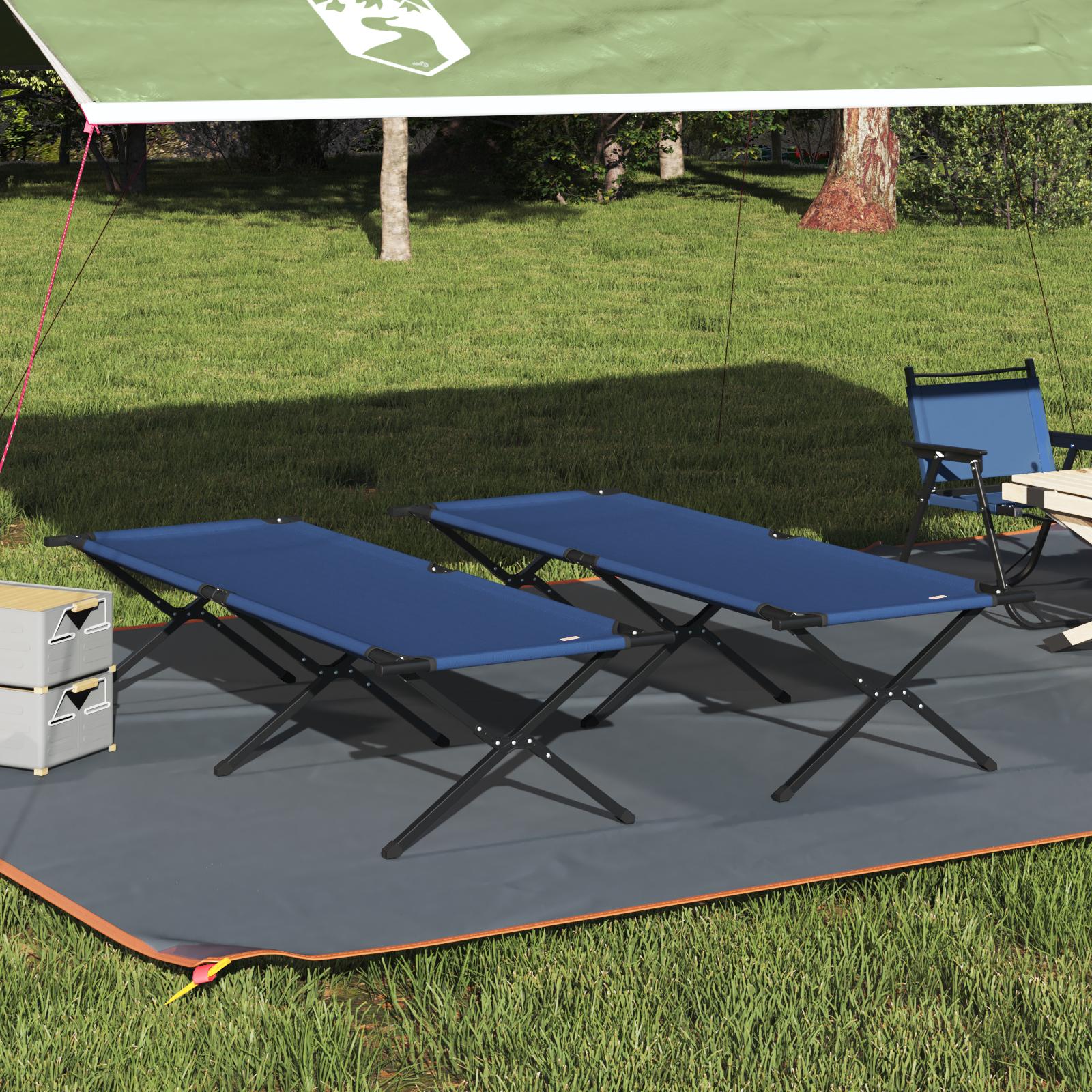 Foldende Camping Seng 2 pcs Blå 210 x 80 x 46 cm Oxford stof
