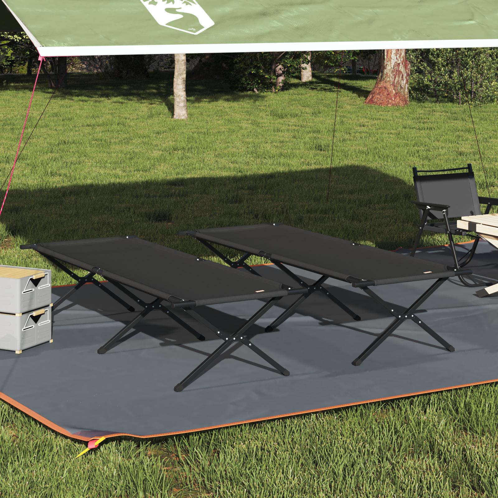 Foldende Camping Seng 2 pcs Sort 210 x 80 x 46 cm Oxford stof