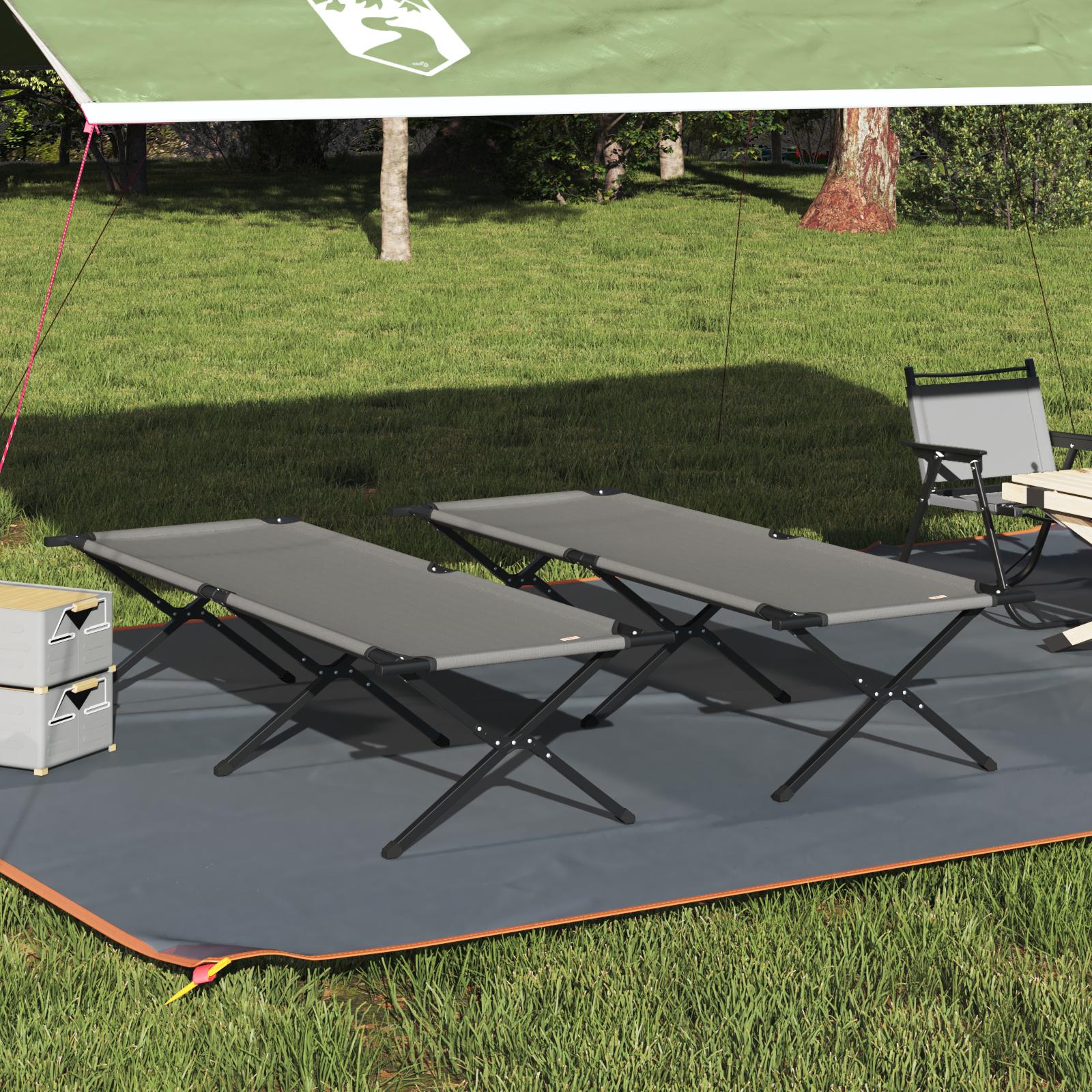 Foldende Camping Seng 2 pcs Grå 210 x 80 x 46 cm Oxford stof