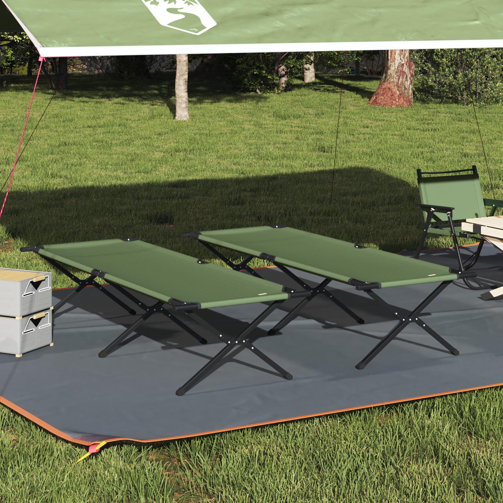 Foldende Camping Seng 2 pcs Grøn 210 x 80 x 46 cm Oxford stof
