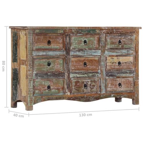 Kommode 130x40x80 cm massivt genbrugstræ