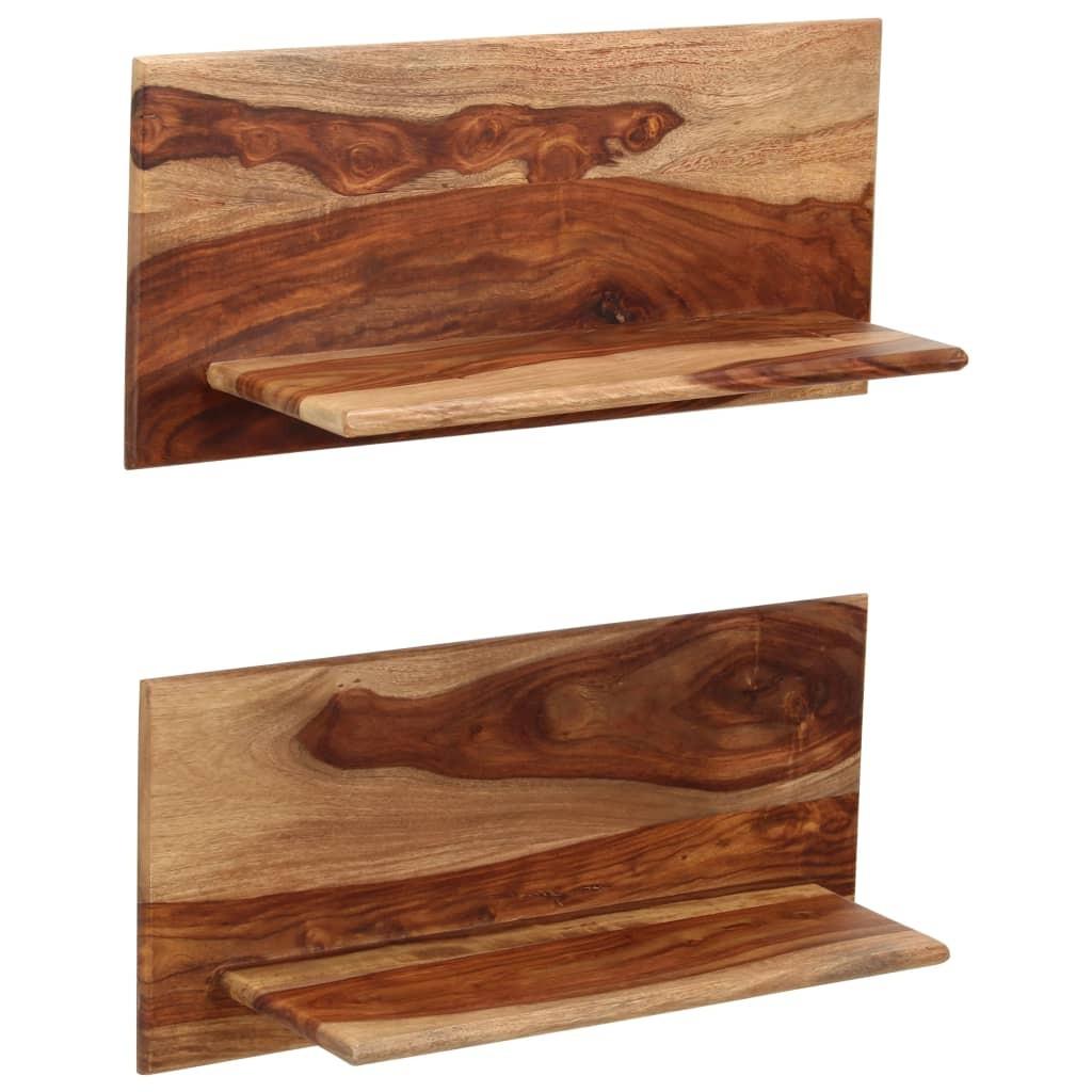 Væghylder 2 stk. 58 x 26 x 20 cm massivt sheeshamtræ