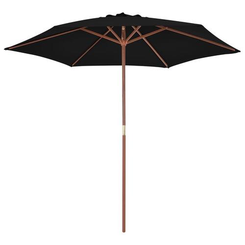 Parasol med træstang 270 cm sort
