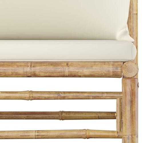 Havesofa midterdel med cremefarvede hynder bambus