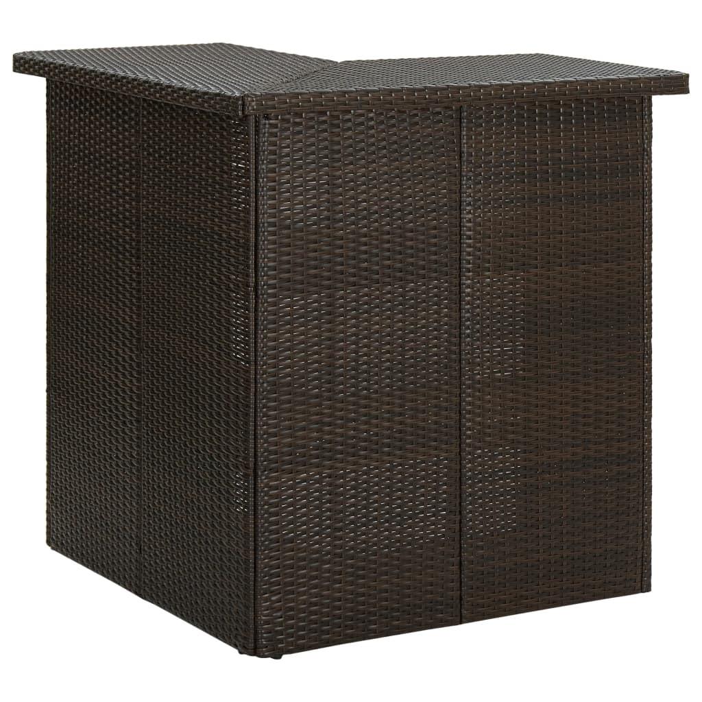 Hjørnebarbord 100x50x105 cm polyrattan brun