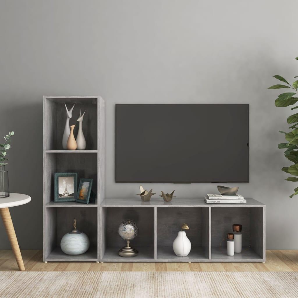vidaXL tv-skabe 2 stk. 107x35x37 cm konstrueret træ betongrå
