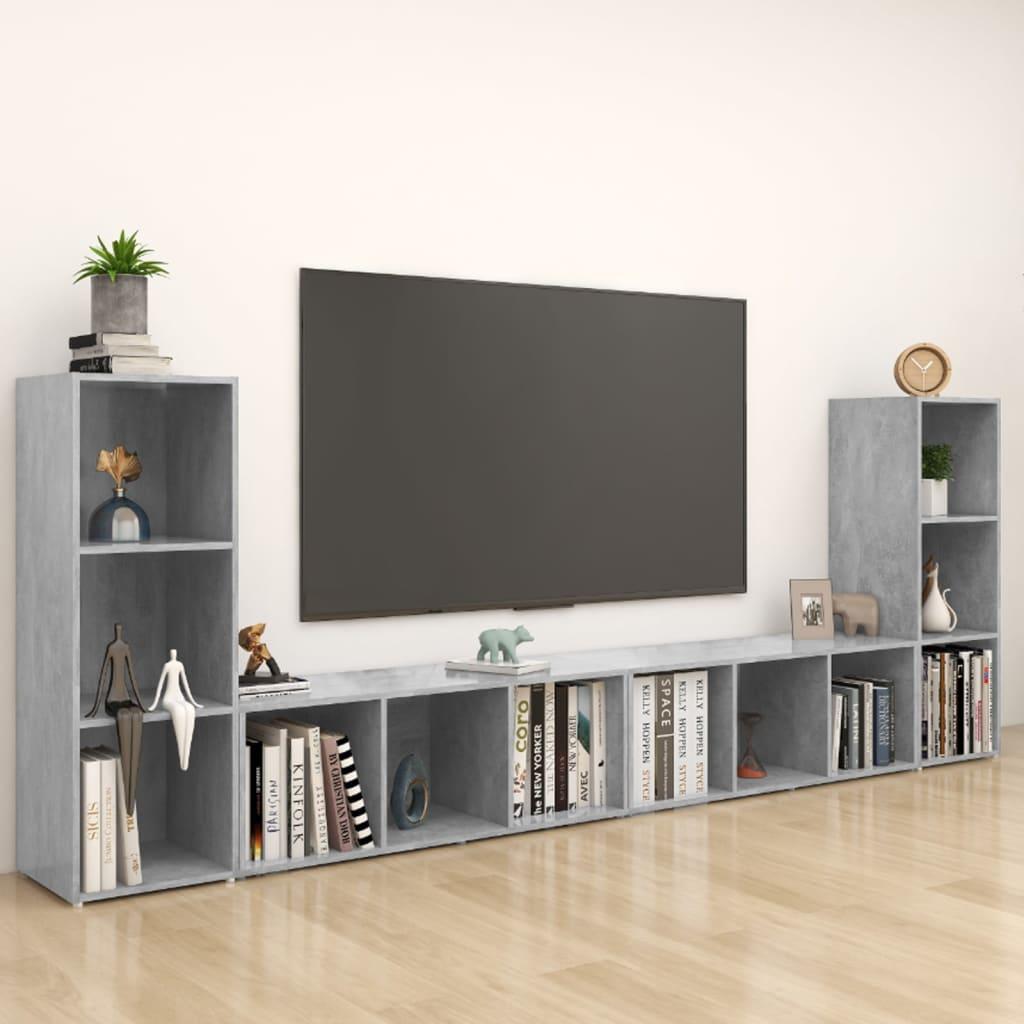 Tv-skabe 4 stk. 107x35x37 cm konstrueret trÃ¦ betongrÃ¥