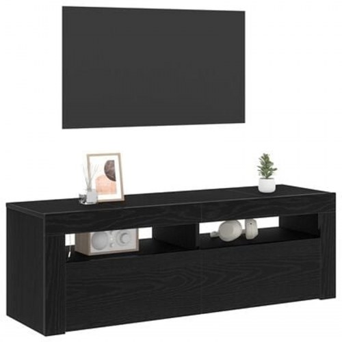 TV Skab med LED Sort Eg 120x35x40 cm Konstrueret Træ
