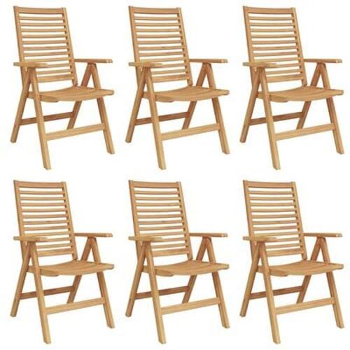 Havestole Sammenfoldelige 6 stk Solid Træ Teak, Havestole 2 stk Solid Træ Teak