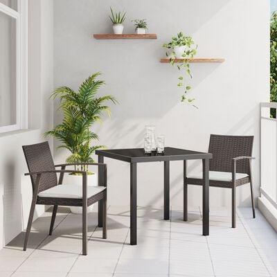 Have spisebordssæt 5 dele i brun/sort PE-rattan - 4 stole + bord