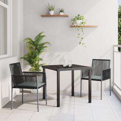 Have spisebordssæt 3 dele - sort PE rattan