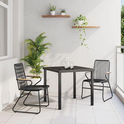 Have spisebordssæt til 4 personer - sort pulverlakeret stål, rektangulært bord 140 × 70 cm