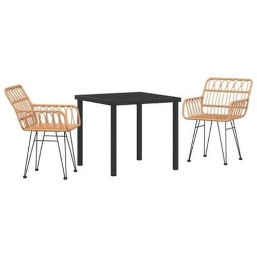 5 Stk. Have Spisesæt Sort Poly Rattan