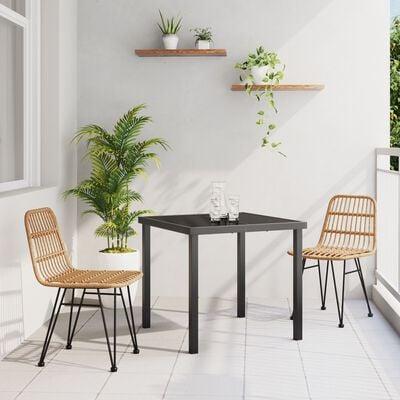 Have spisebordssæt 7 dele - brun polyrattan og pulverlakeret stål
