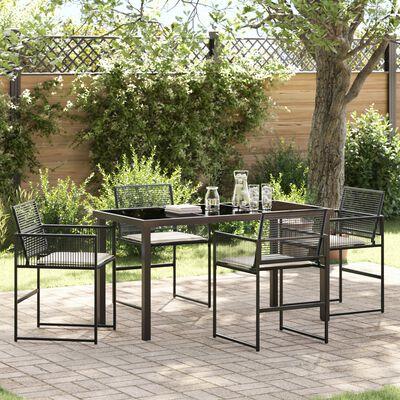 Have Spisebordssæt 5 stk Sort Poly rattan
