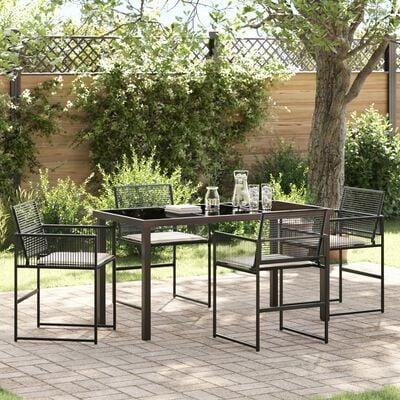 Have Spisebordssæt 9 stk Sort Poly rattan