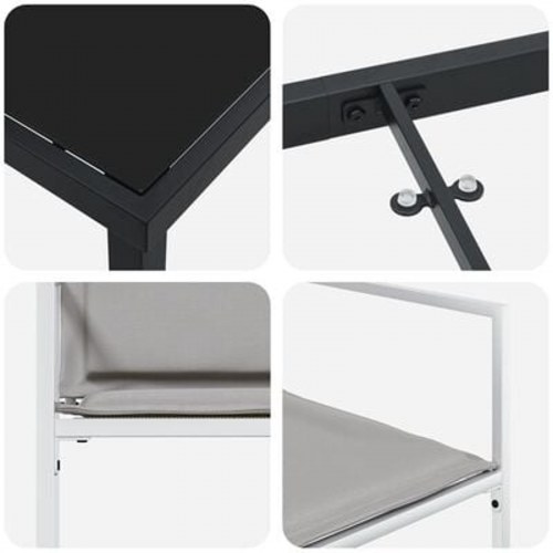 5 Stykke Have Spise Sæt med Puder Hvid Textilene og Stål