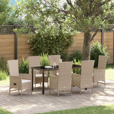 Have Spisebordssæt med pude 7 stk Beige polyrattan