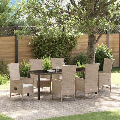 Have Spisebordssæt med pude 7 stk Beige polyrattan