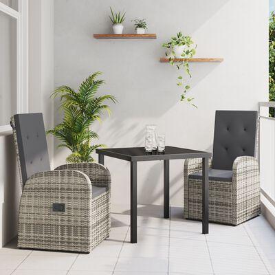 Have spisebordssæt i grå polyrattan med puder - 5 dele