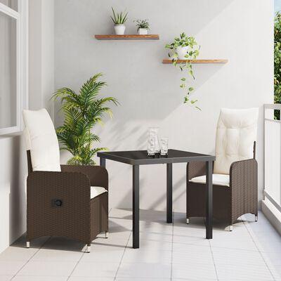 Have Spisebordssæt med pude 3 stk Brun Poly rattan