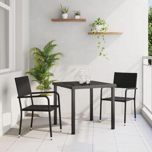 3 stk have spisesæt sort poly rattan