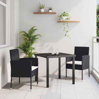 Have Spisebordssæt med pude 3 stk Sort Poly rattan