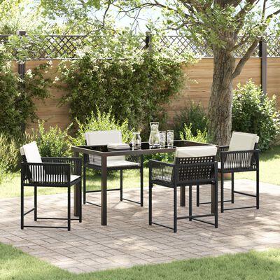 Have spisebordssæt i beige polyrattan - 5 dele med glasbord