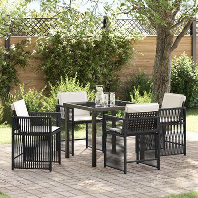 Have spisebordssæt i sort polyrattan - 5 dele, 4 pladser