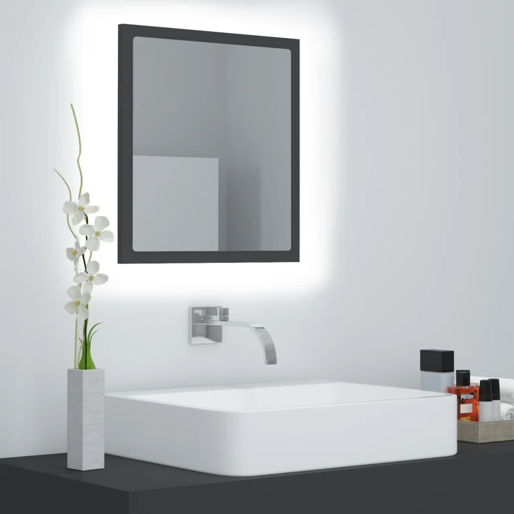 Badeværelsesspejl med LED-lys 40x8,5x37 cm akryl grå