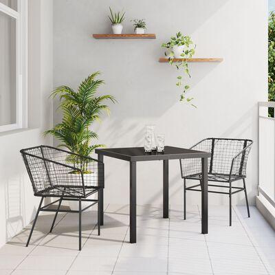 Have Spisebordssæt 3 Dele Polyrattan - Sort / 80 cm / 4-personers