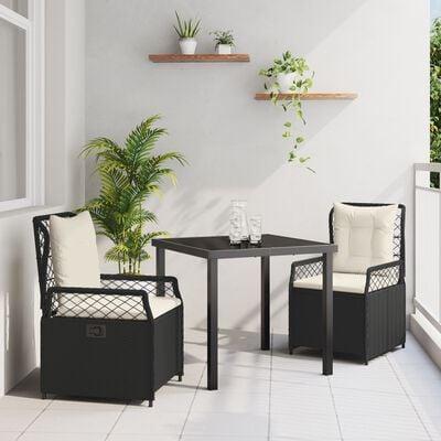 Have spisebordssæt i lysegrå polyrattan - 5 dele med glasbord og justerbare stole