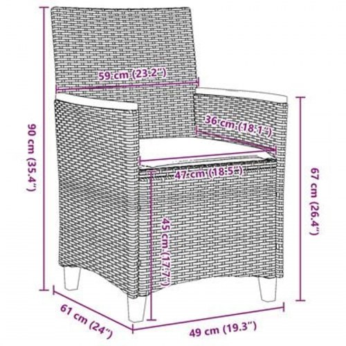 7 Personers Havespisestol Sæt med puder Beige Poly Rattan