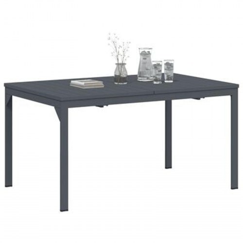 Udtræksborde 2 stk. Mørkegrå 210x90x73 cm stål, udtræks havebord mørkegrå (140-210)x90x73 cm stål