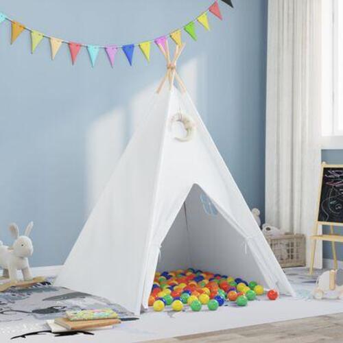 Børne Teepee Telt med Taske Peach & Legetøjsbolde i Hvid