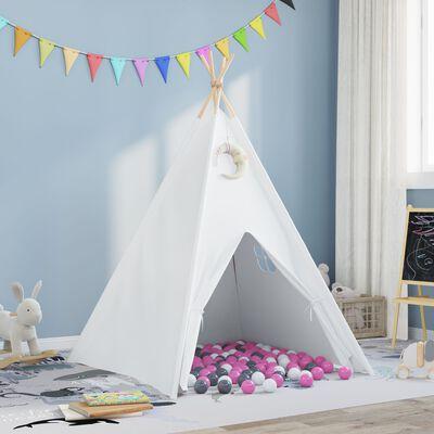 Børns tipi telt med taske hvid, grå & rosa