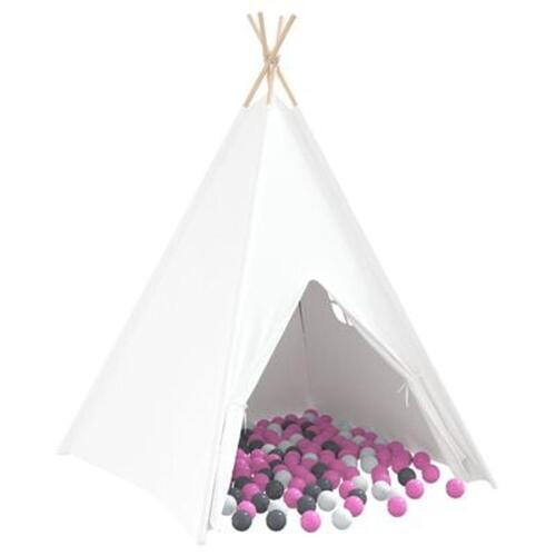 Børns tipi telt med taske hvid, grå & rosa