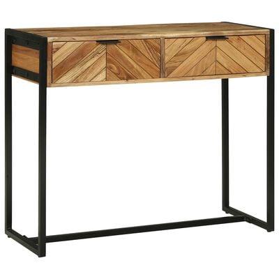 Konsolbord med 2 skuffer i massivt akacietræ 90 x 35 x 75 cm brun/sort