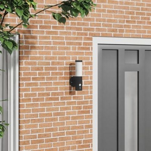 Udendørs væglampe med sensor Sort rustfrit stål IP44