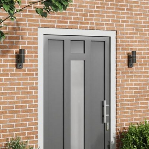 Udendørs Væglamper med Sensor, 2 stk, Sort rustfrit stål, IP44