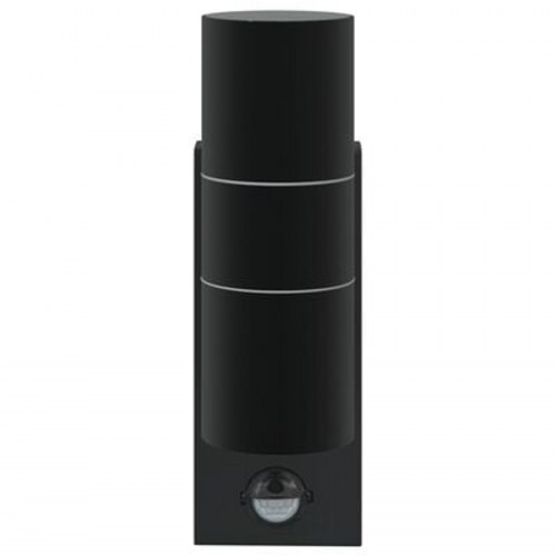 Udendørs Væglamper med Sensor, 2 stk, Sort rustfrit stål, IP44