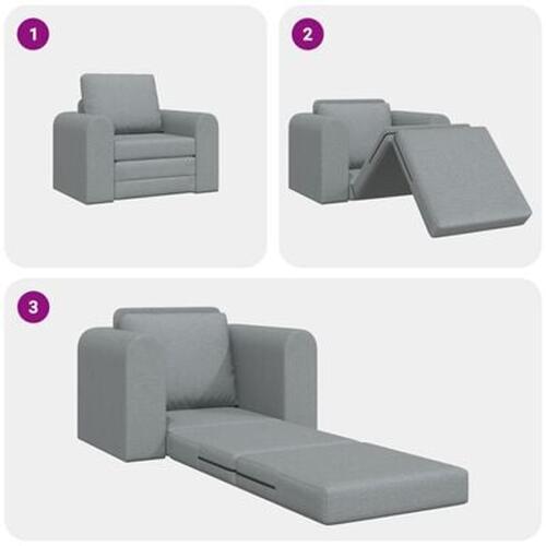 Gulv Sofa Bed 2-i-1 Lysegrå 98x71x83 cm Stof