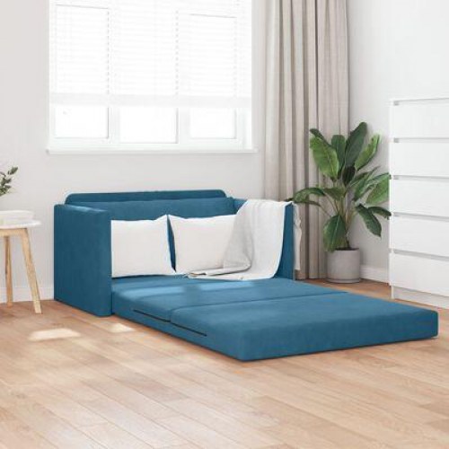 Gulv Sofa Bed 2-i-1 Blå 124x204x61 cm Velour