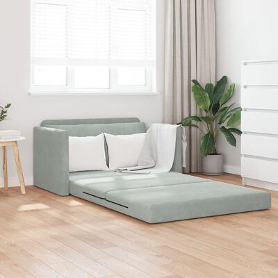Sovesofa i fløjl - lysegrå 124 × 71 × 78 cm