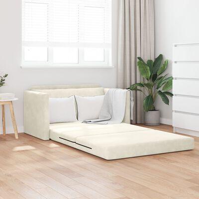 Sovesofa i fløjl - creme, 124 × 71 × 78 cm